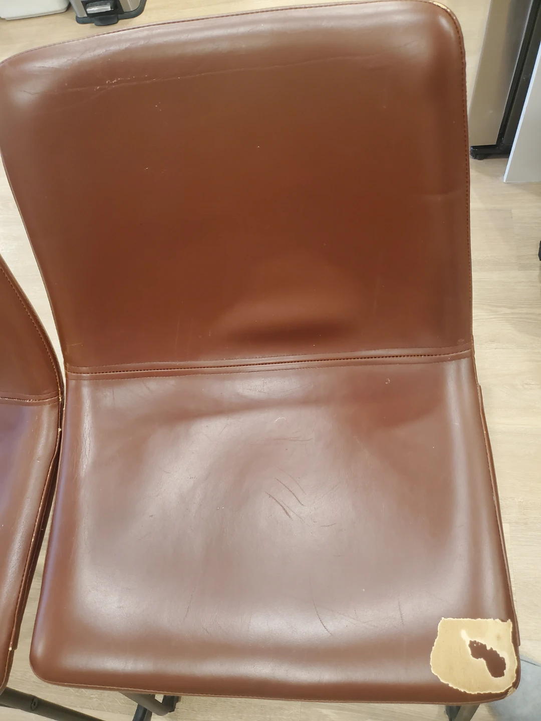 Set of 4 Brown Faux Leather Dining Chairs - photo 5