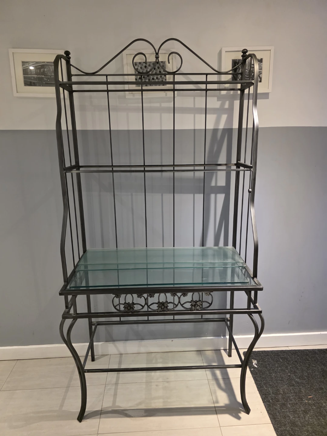 Black Wrought Iron Shelving Unit