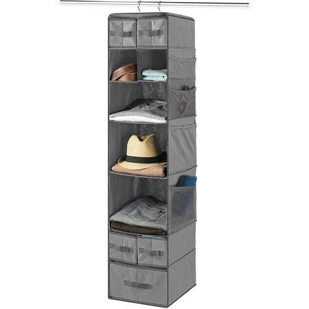Zober Gray Closet Organizer Shelves & Bins with 8 Side Pockets