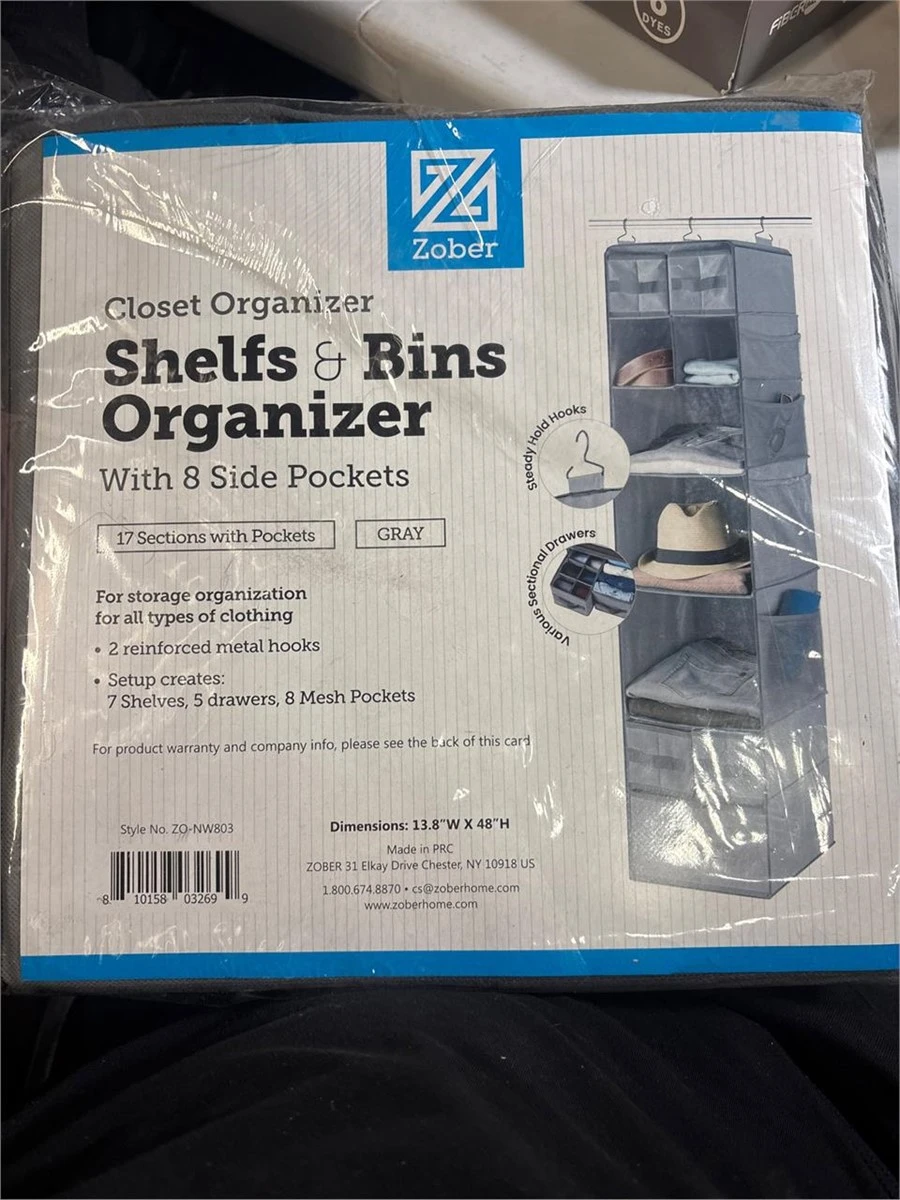 Zober Gray Closet Organizer Shelves & Bins with 8 Side Pockets - photo 5