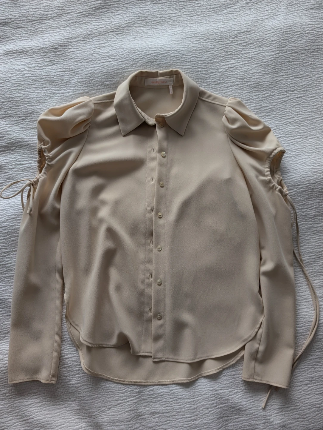 See By Chloé Cream Blouse with Puffed Sleeves