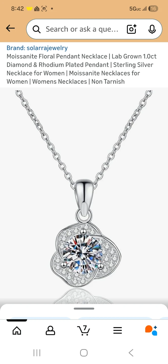 Solarrajewelry Moissanite Floral Pendant Necklace