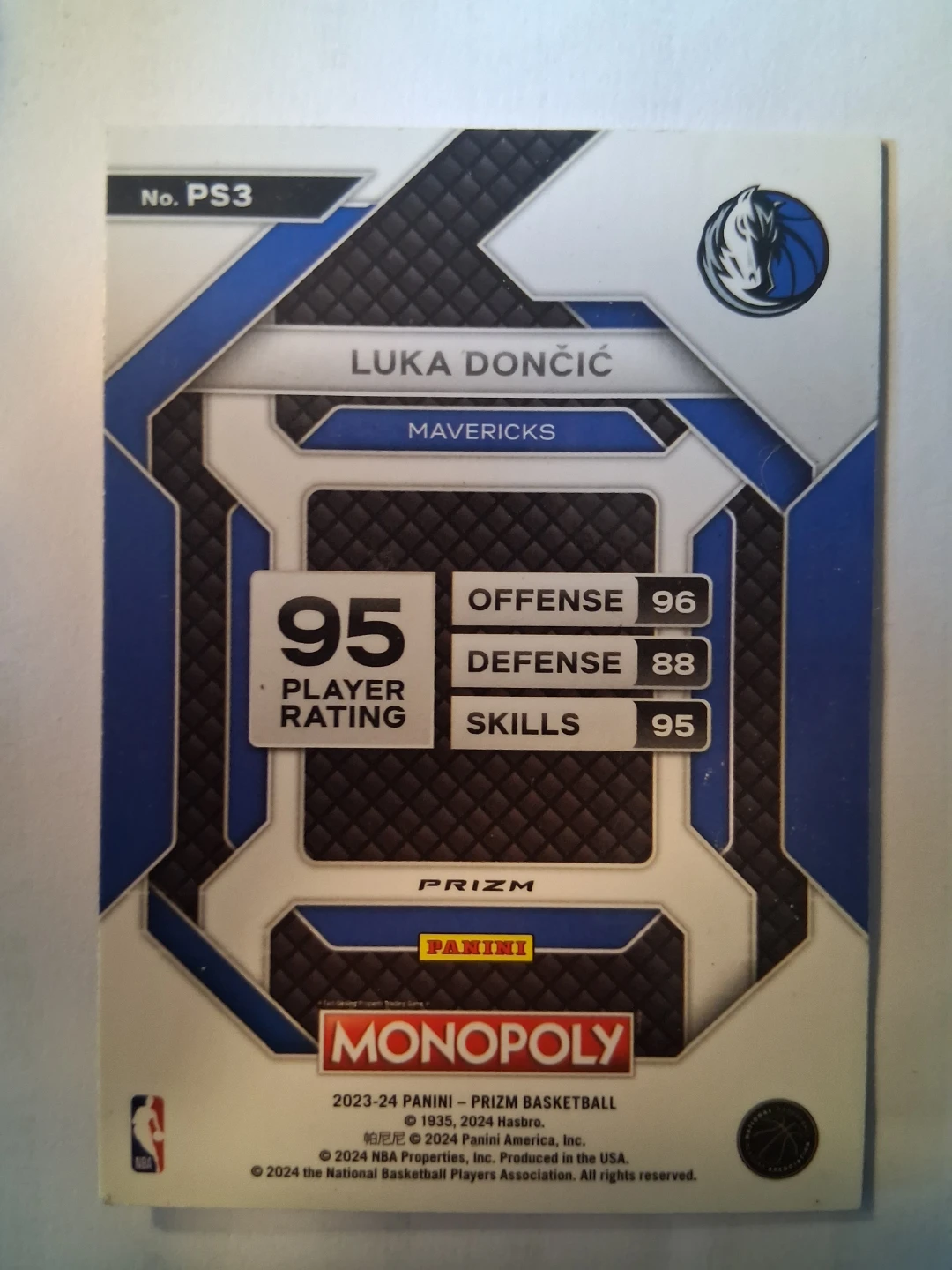 Luka Dončić 2023-24  #PS3 Panini Prizm Monopoly Basketball Card - photo 2