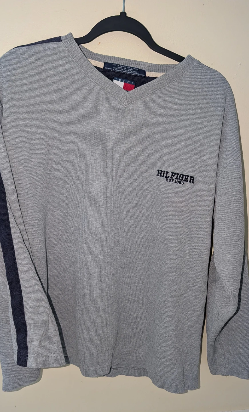 Tommy Hilfiger Grey V-Neck Long Sleeve Sweater
