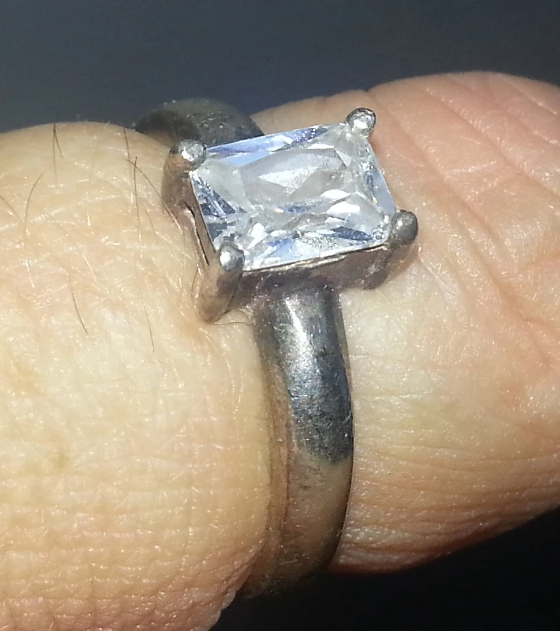Silver tone rings with clear and amber stones - photo 2