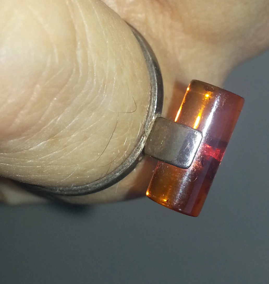 Silver tone rings with clear and amber stones - photo 5