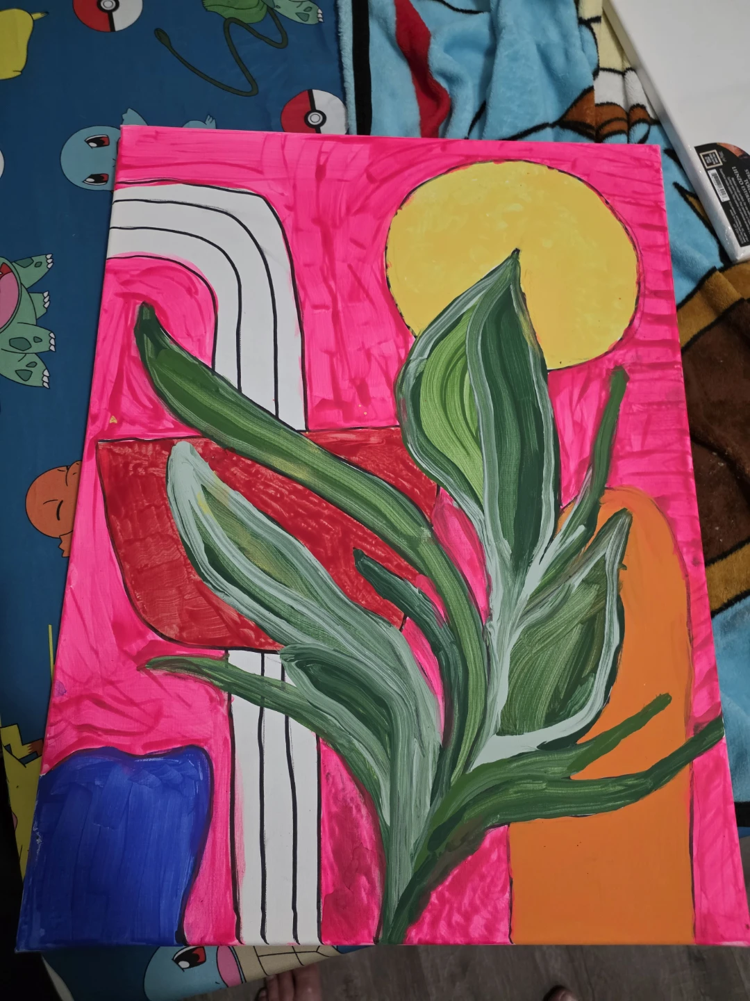 Abstract Plant and Sun Painting