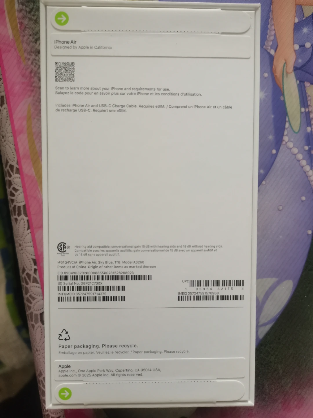 Apple iPhone Air Light Blue 1TB brand new sealed - photo 2