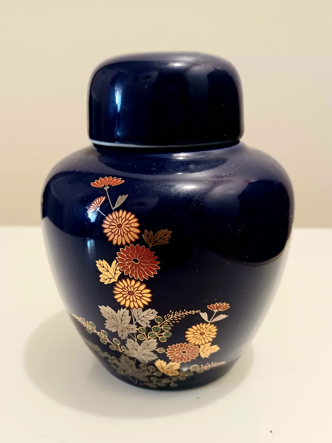 Cobalt Blue Porcelain Floral Vase