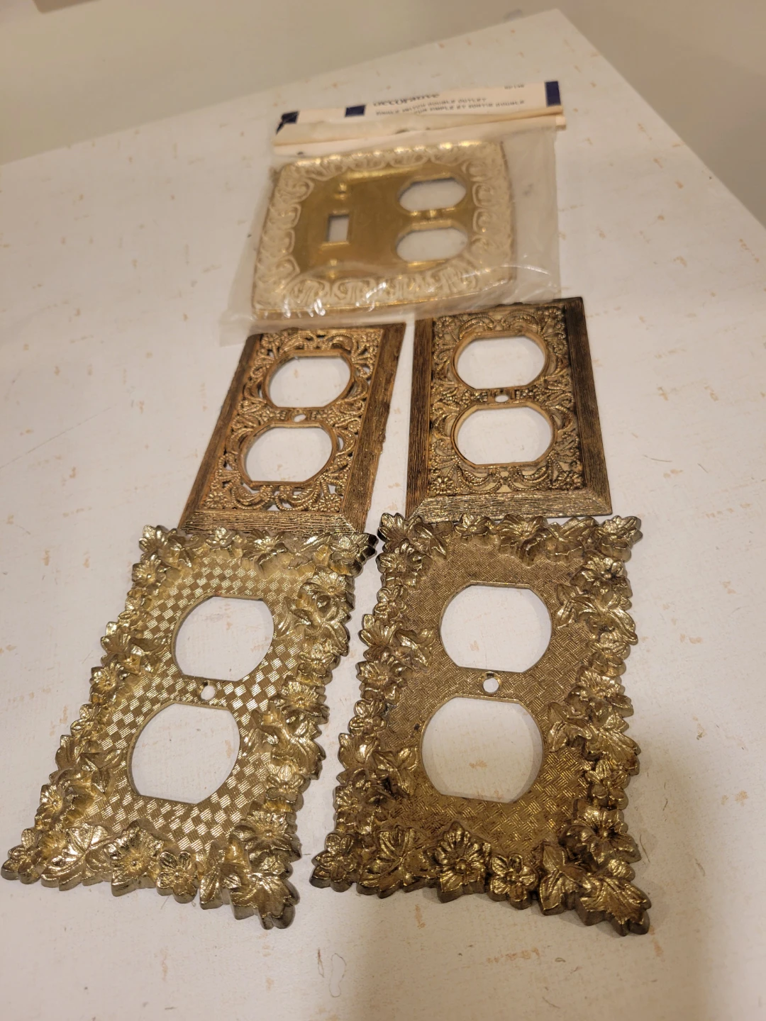5 Vintage Gold Filigree Electrical Outlet Covers. $25 each
