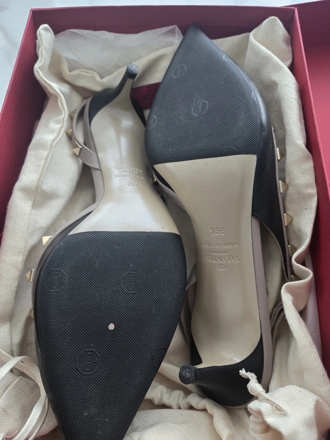 Valentino Garavani Rockstud Slingback Heels - Black/Nude - photo 4