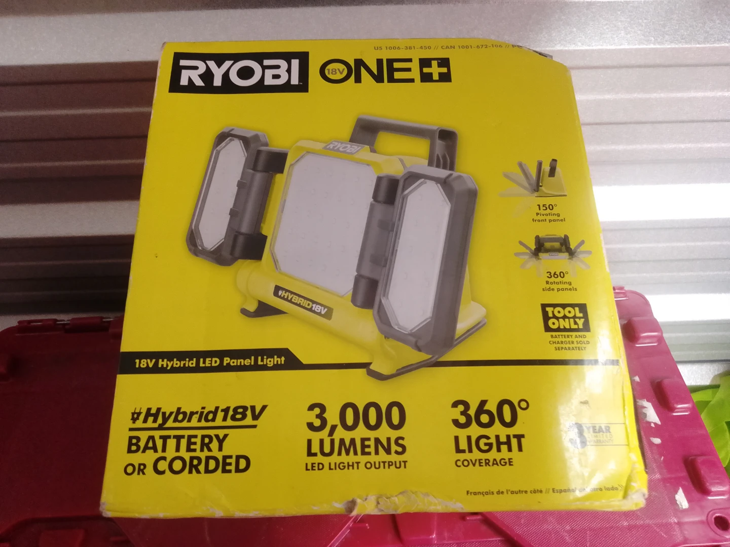 Ryobi ONE+ 18V Hybrid LED Panel Light