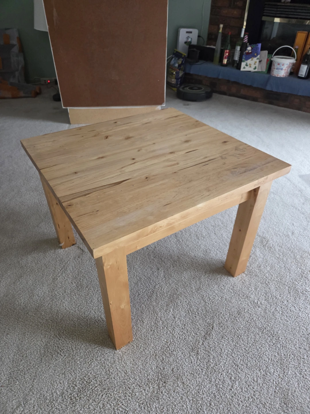 Light Wood Square Side Table