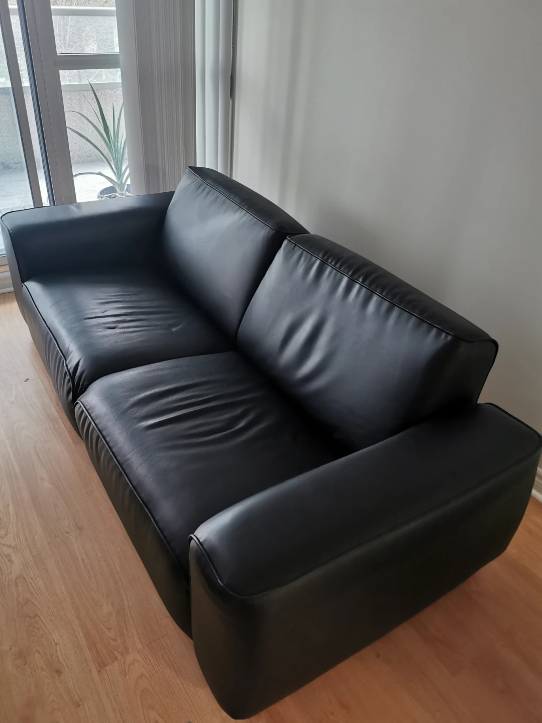 Black Leather Sofa 82"x36"