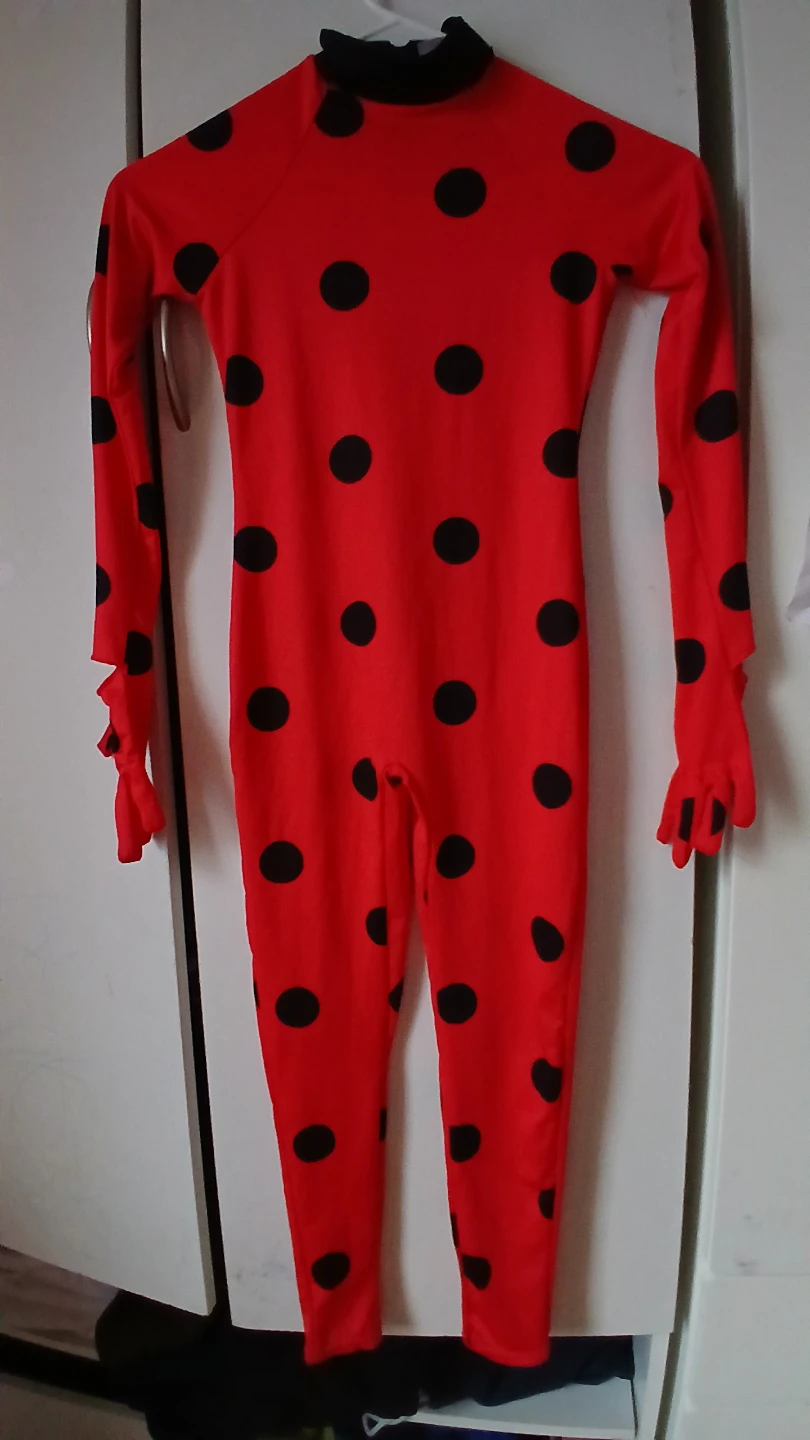 Miraculous Ladybug Costume Jumpsuit Red Black Polka Dot Size S