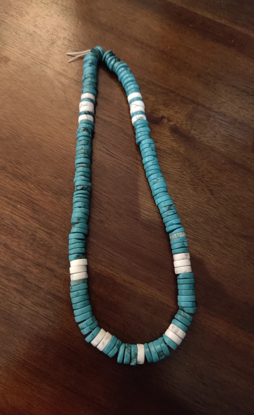 Handmade Turquoise Heishi Bead Necklace with White Howlite