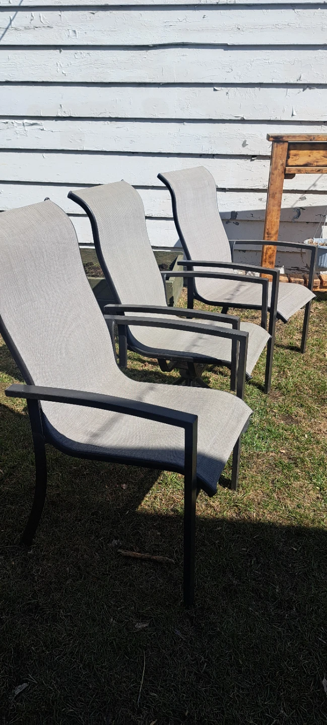 Set of 3 Grey Outdoor Patio Chairs