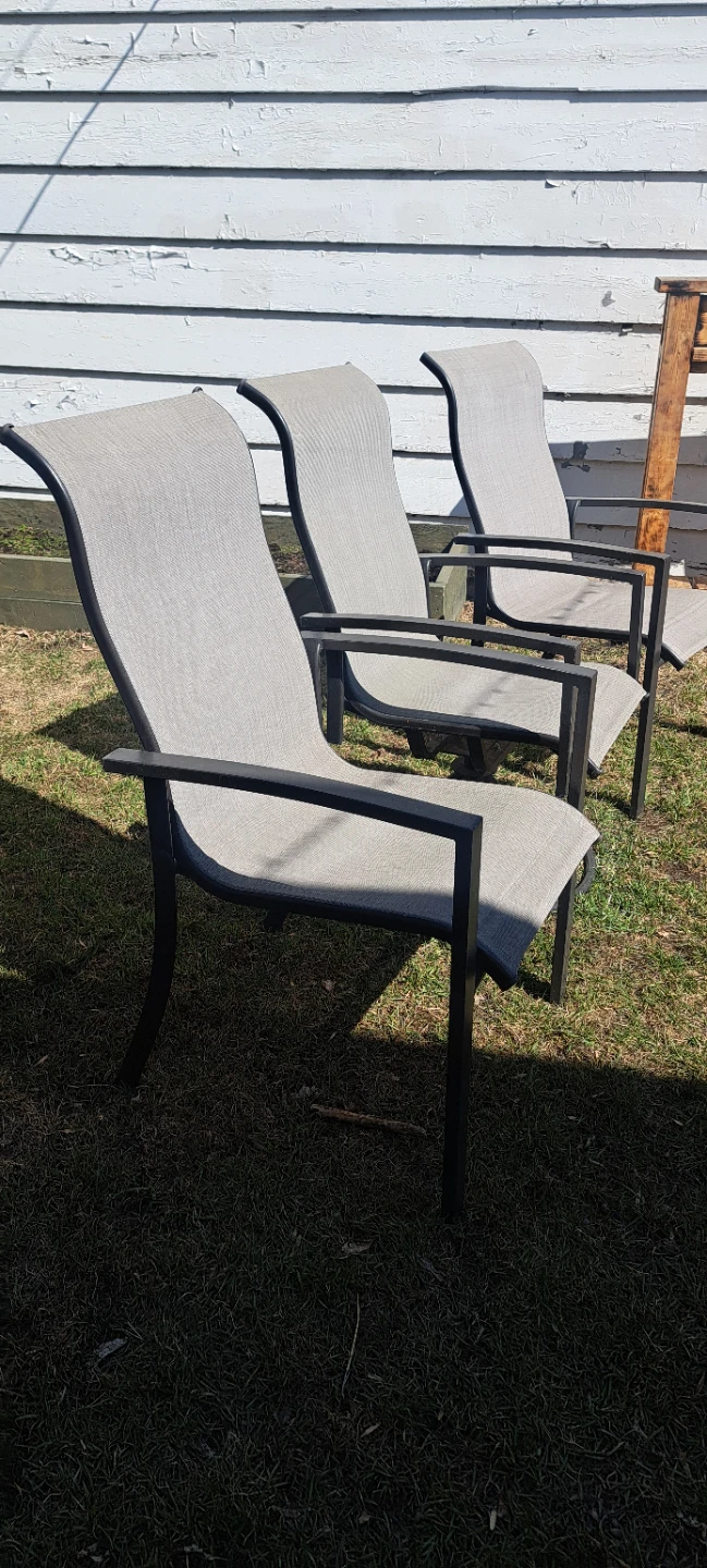 Set of 3 Grey Outdoor Patio Chairs - photo 3