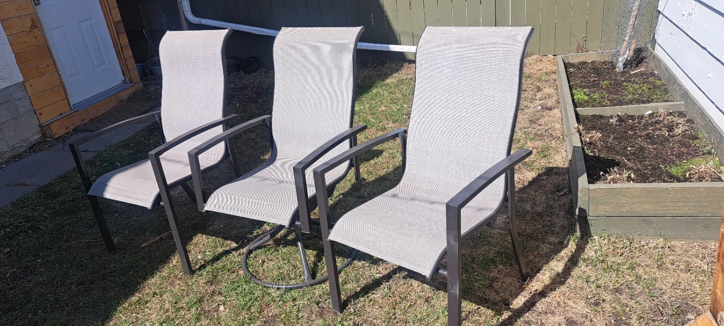 Set of 3 Grey Outdoor Patio Chairs - photo 4