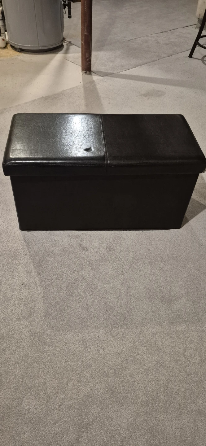 TWO Dark Brown Leather Storage Ottoman Bench