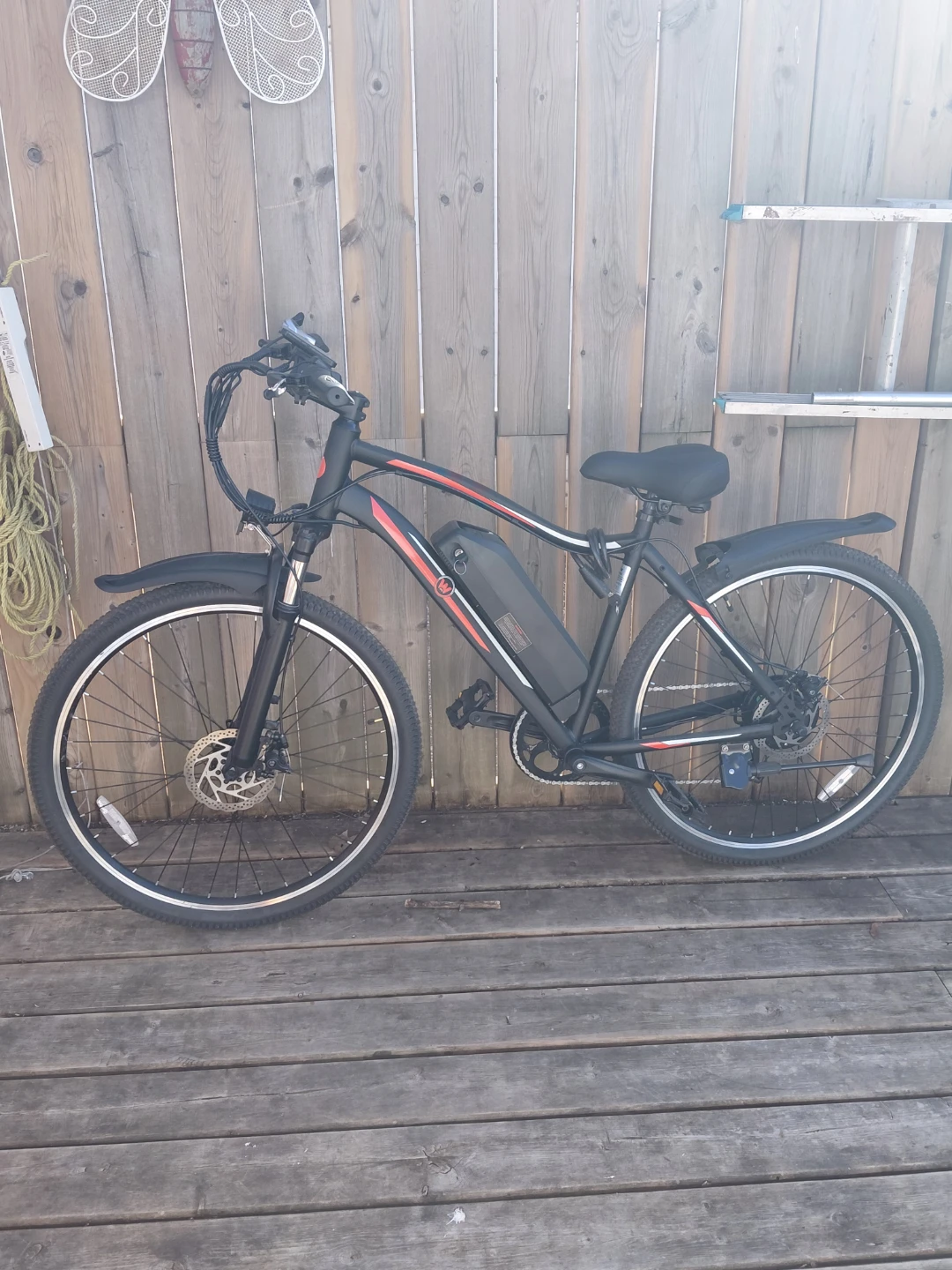 Black Electric Bicycle with Red Accents - photo 2