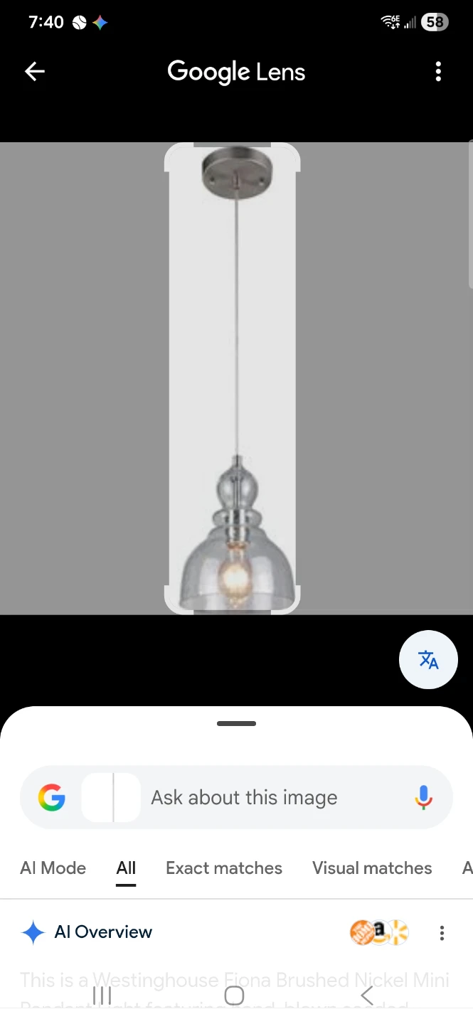 Westinghouse Fiona Brushed Nickel Mini Pendant Light
