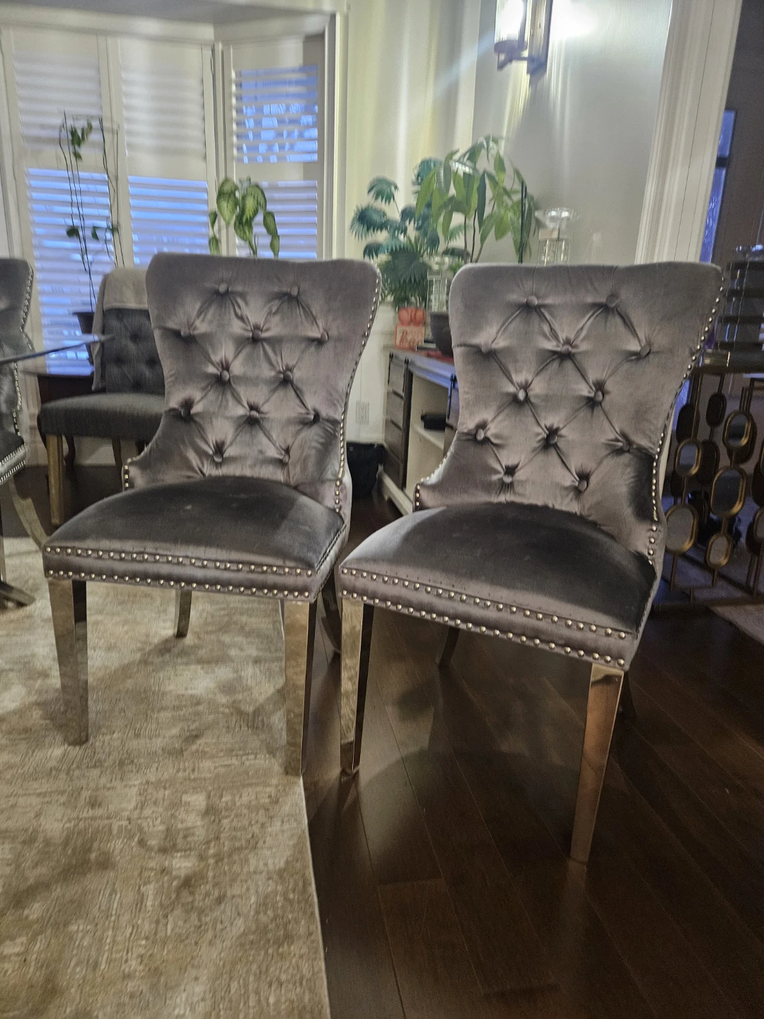 6 Tufted Velvet Dining Chairs   each $180