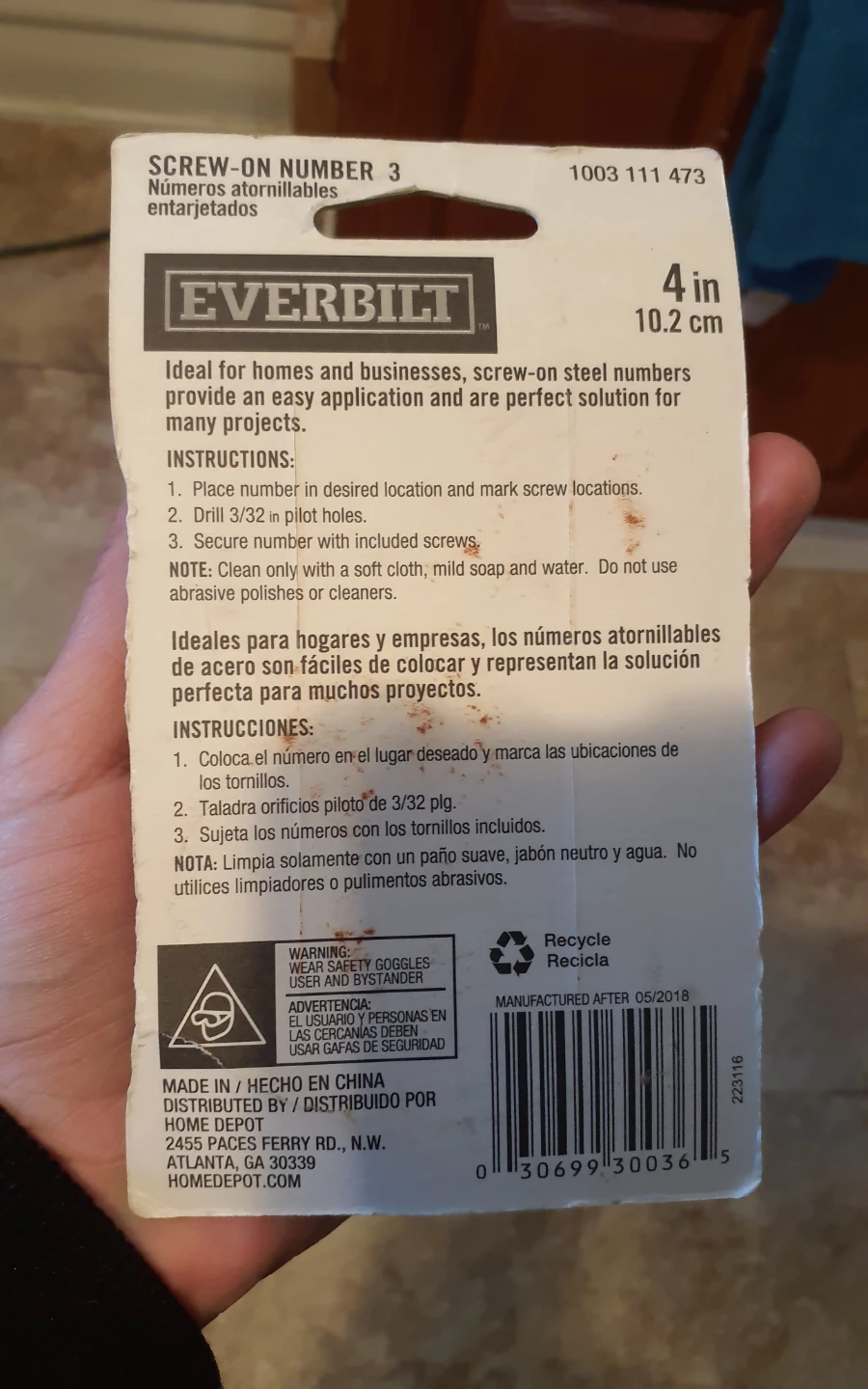 Everbilt 4 inch Screw-On Number 3 - Black Finish - photo 2