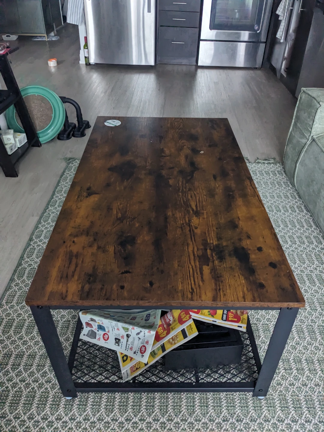 Rustic Wood Coffee Table with Metal Frame - photo 2
