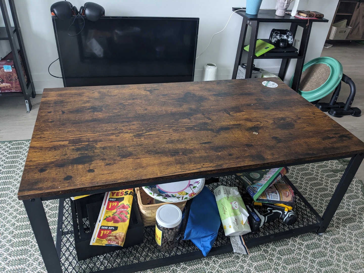 Rustic Wood Coffee Table with Metal Frame - photo 3