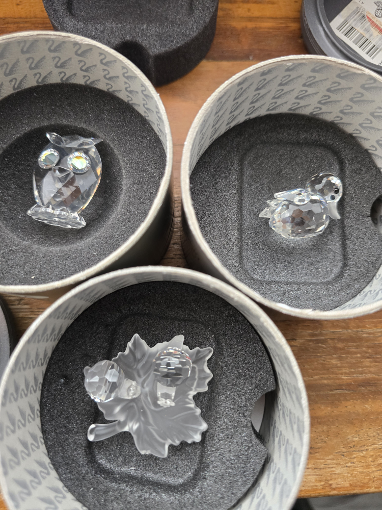 Swarovski Crystal Figurines - Owl, Duck, Snails
