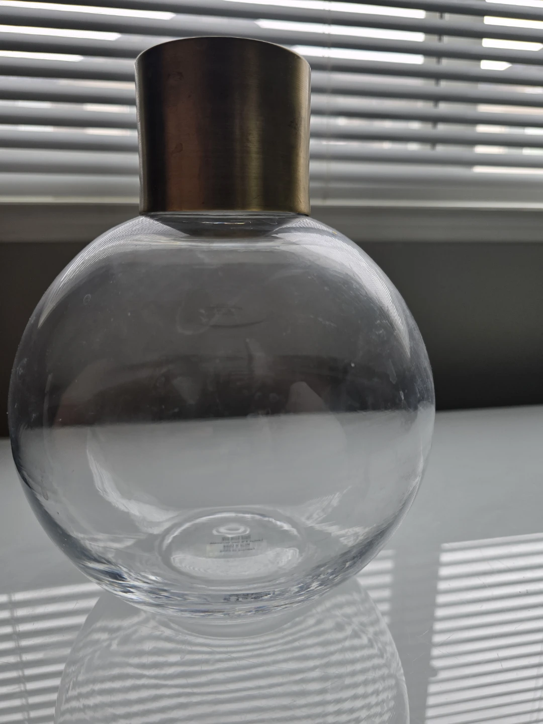 Glass Vase with Brass Accent