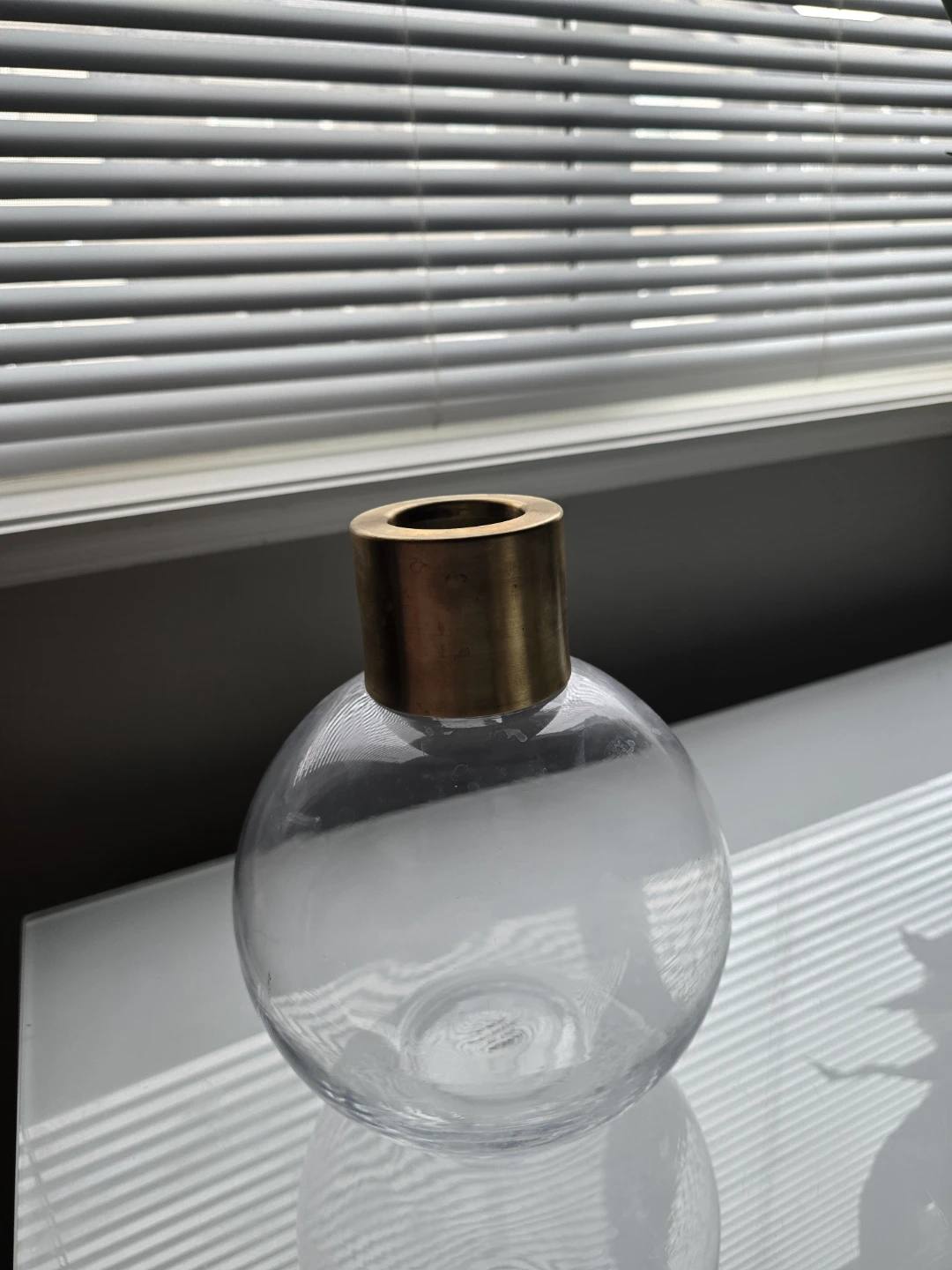 Glass Vase with Brass Accent - photo 2