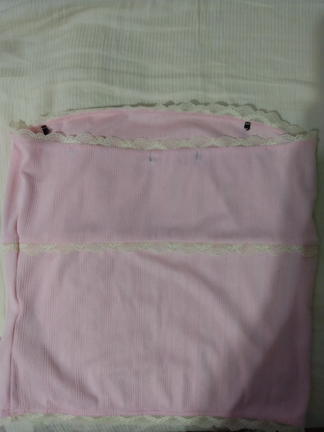Pink strapless top with lace trim - photo 2
