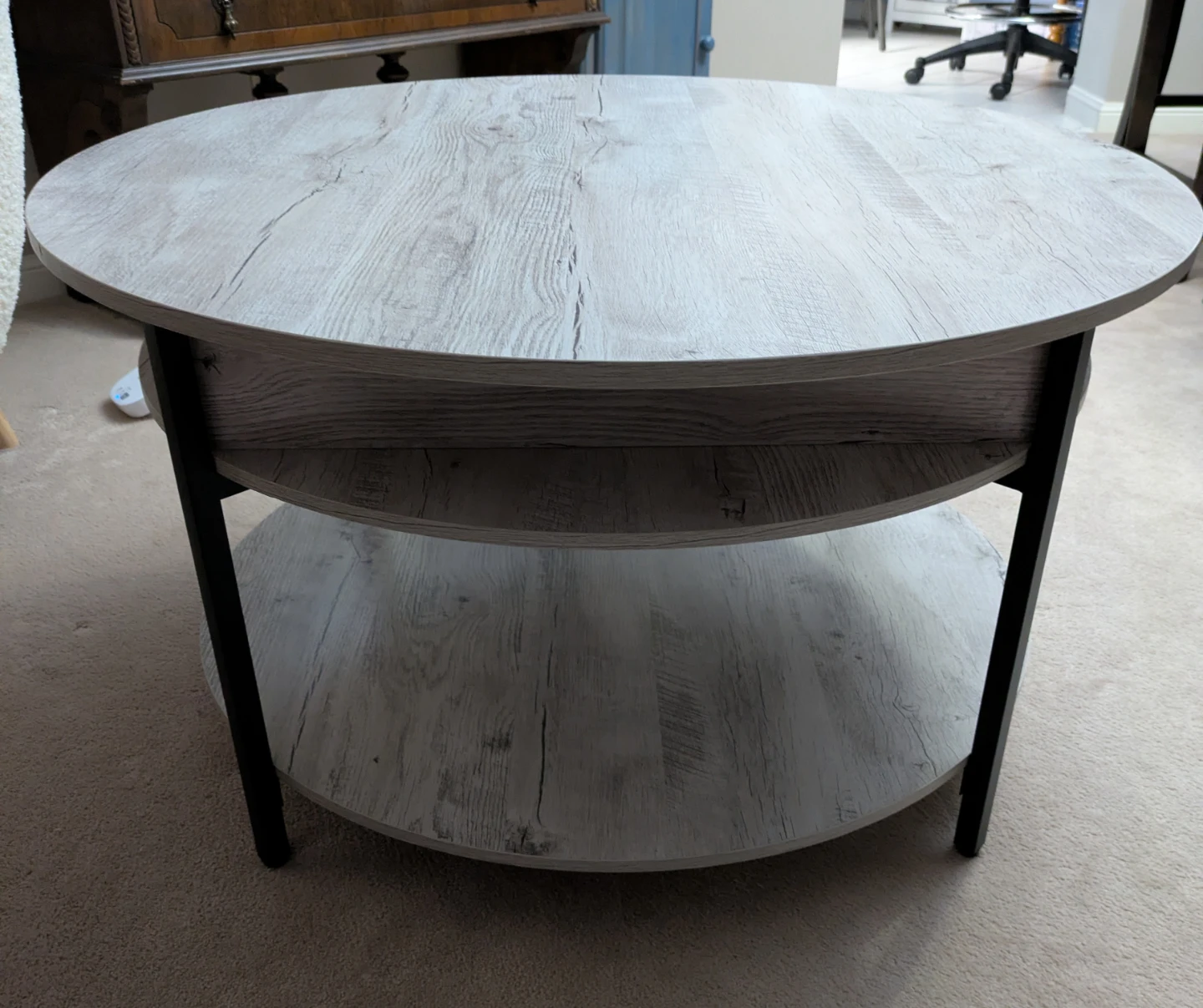Round Coffee Table with Storage Shelf - photo 2