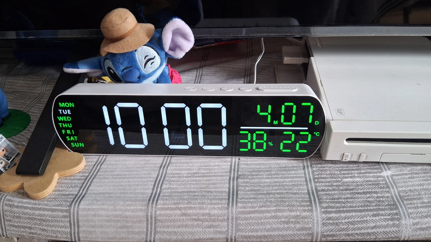 NEW LED Digital Clock w Calendar Temp Humidity Timer 2 Alarms - photo 2
