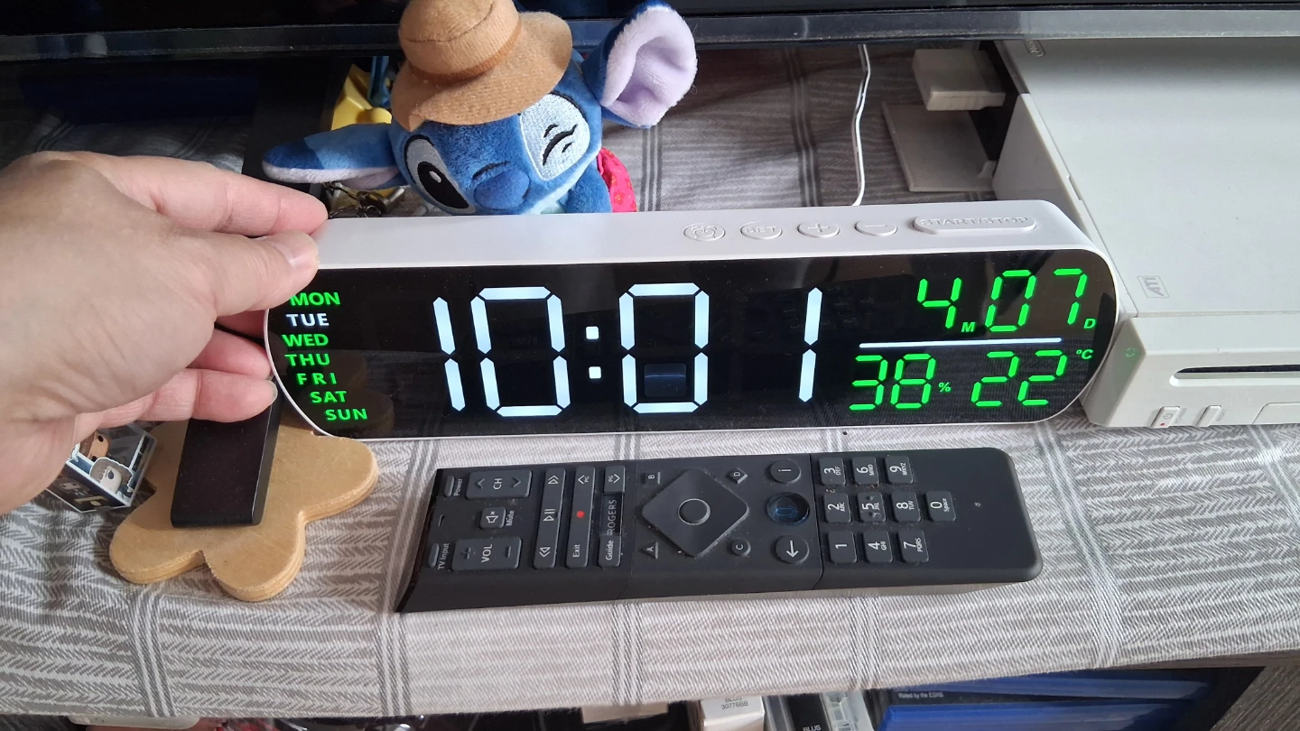 NEW LED Digital Clock w Calendar Temp Humidity Timer 2 Alarms