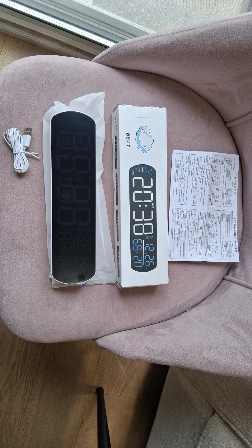 NEW LED Digital Clock w Calendar Temp Humidity Timer 2 Alarms - photo 3