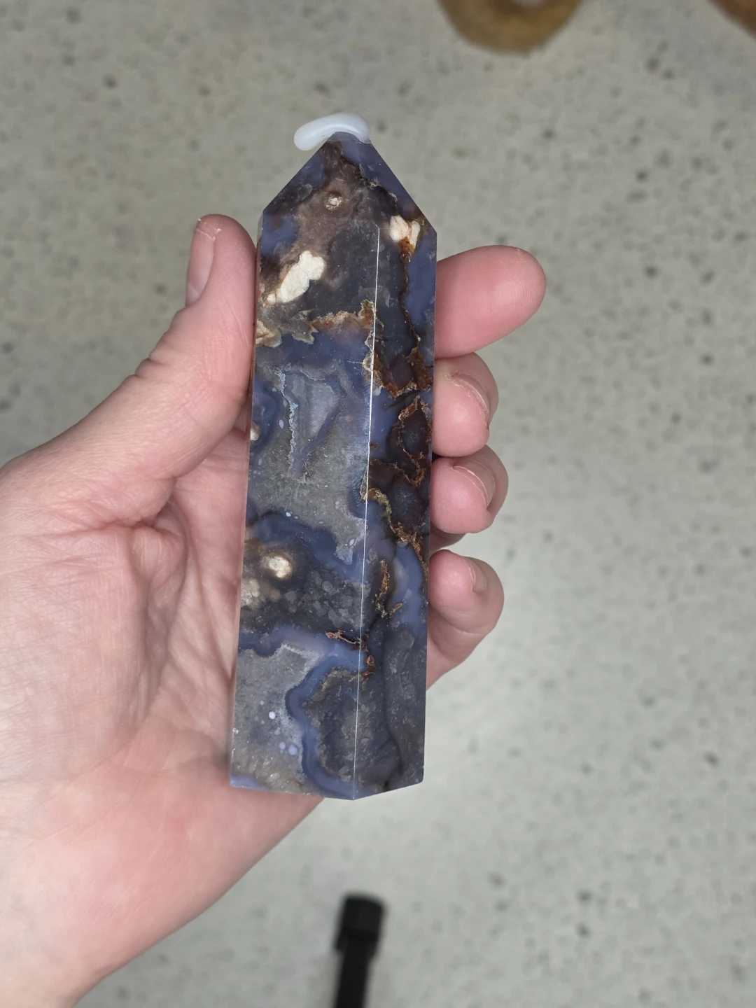 Blue Flower Agate Crystal Tower - photo 3