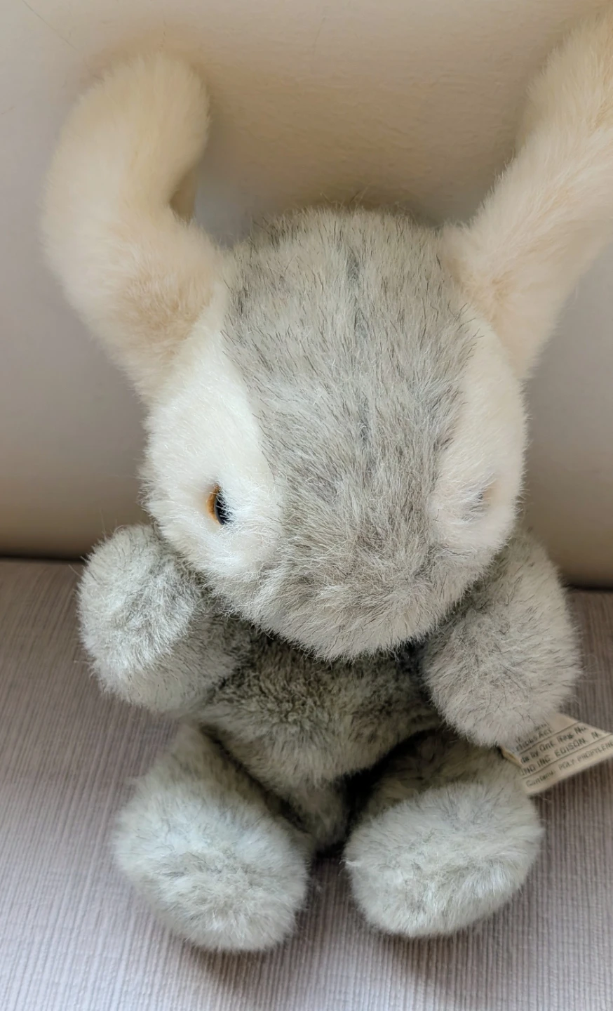 Plush Bunny Toy (Grey and White)