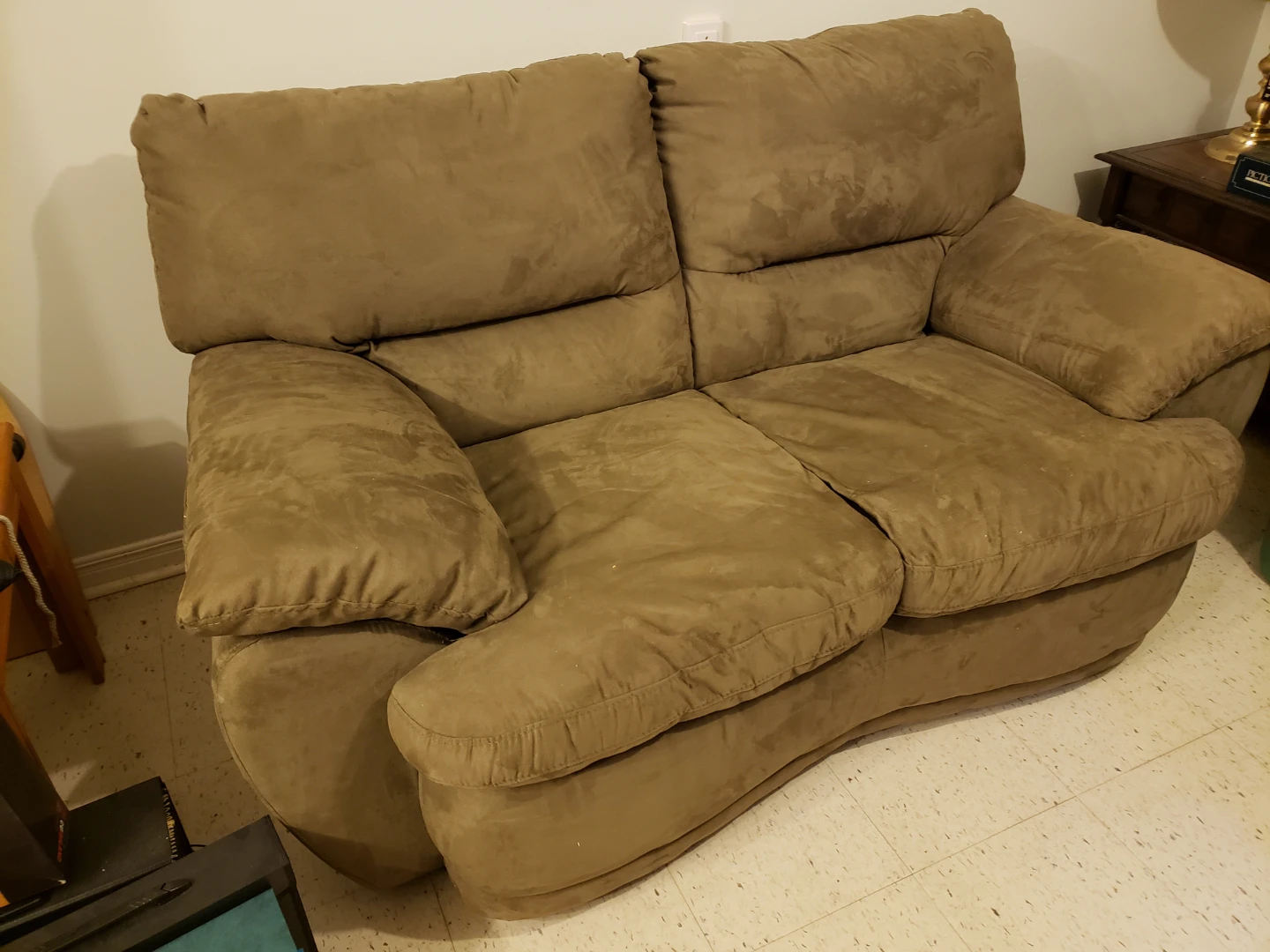 Brown Suede Loveseat Sofa