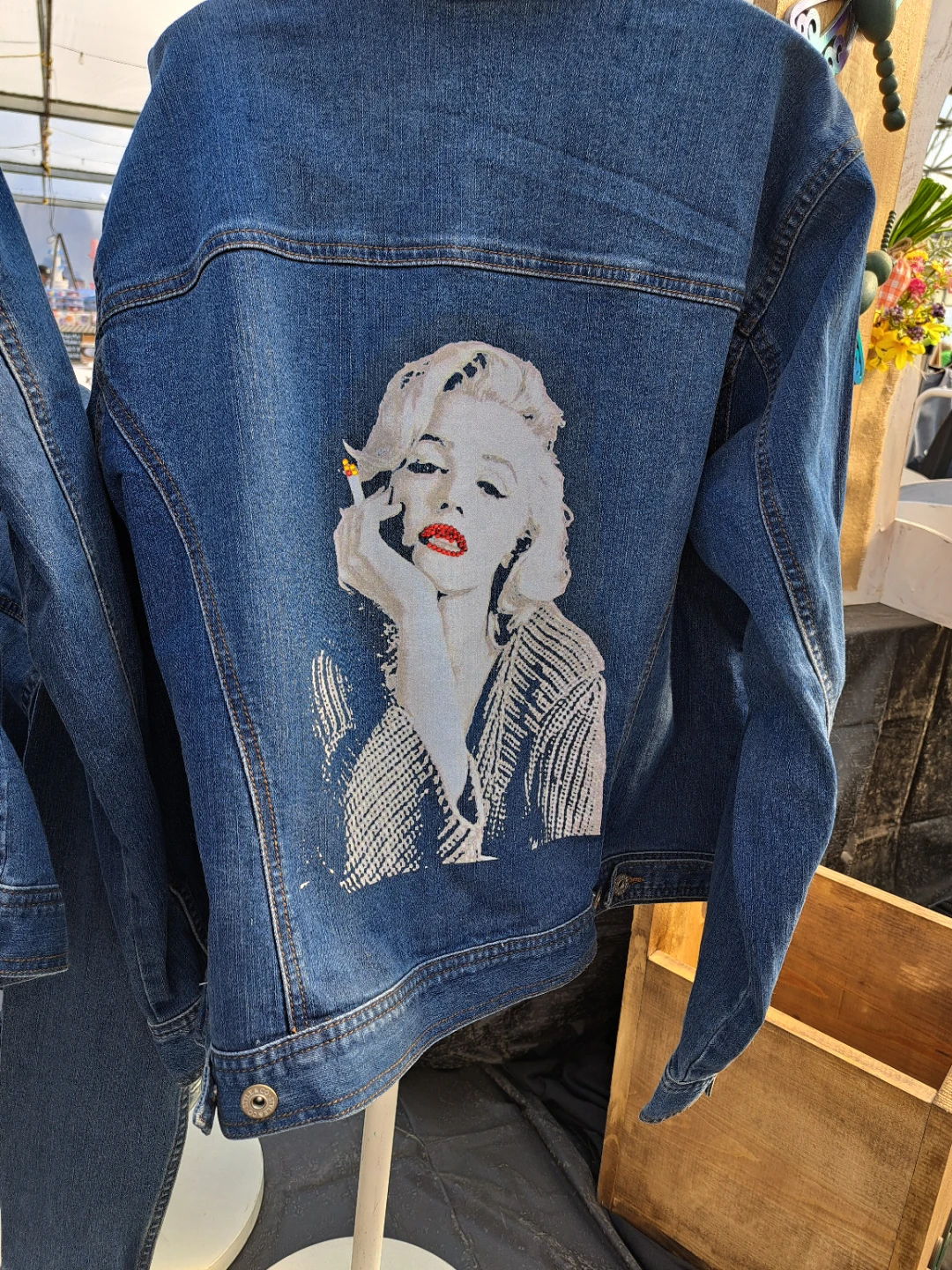 Denim Jacket with Marilyn Monroe Graphic - XL