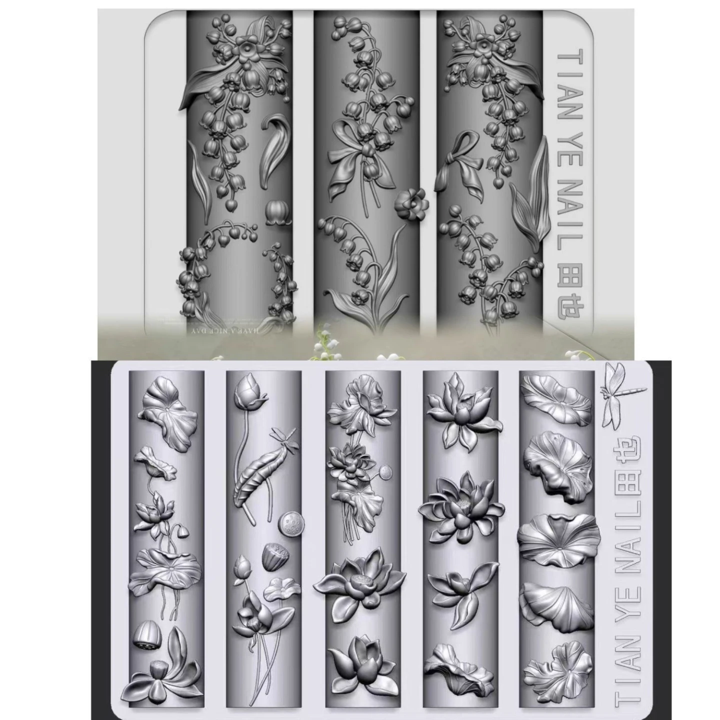 Nail Art Charms - Lotus & Lily of the Valley