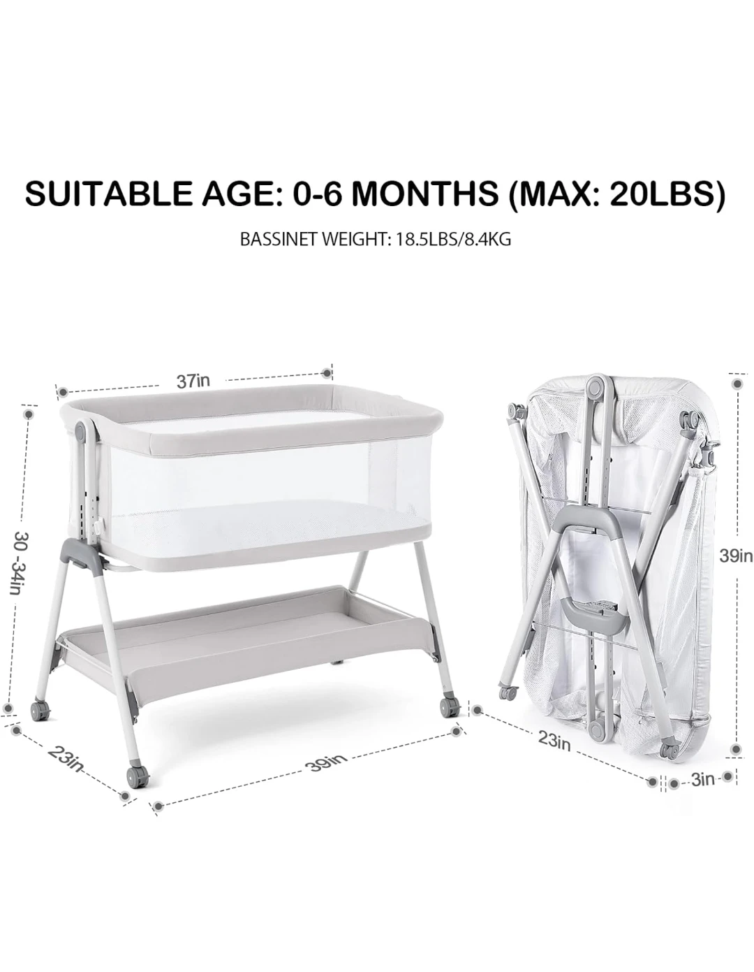 Baby Bassinet for 0-6 Months