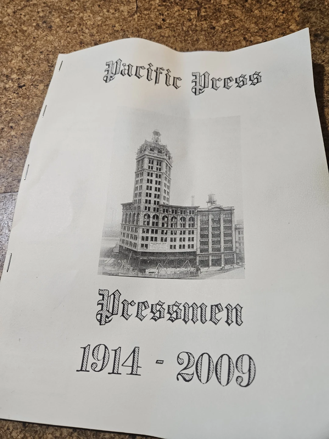 Pacific Press Pressmen 1914-2009 Booklet - photo 2