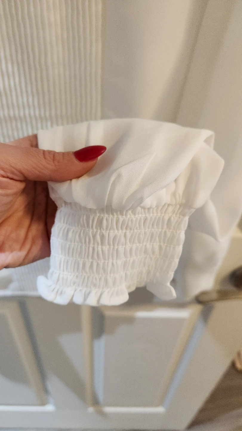 White Blouse with Smocked Cuffs - photo 2