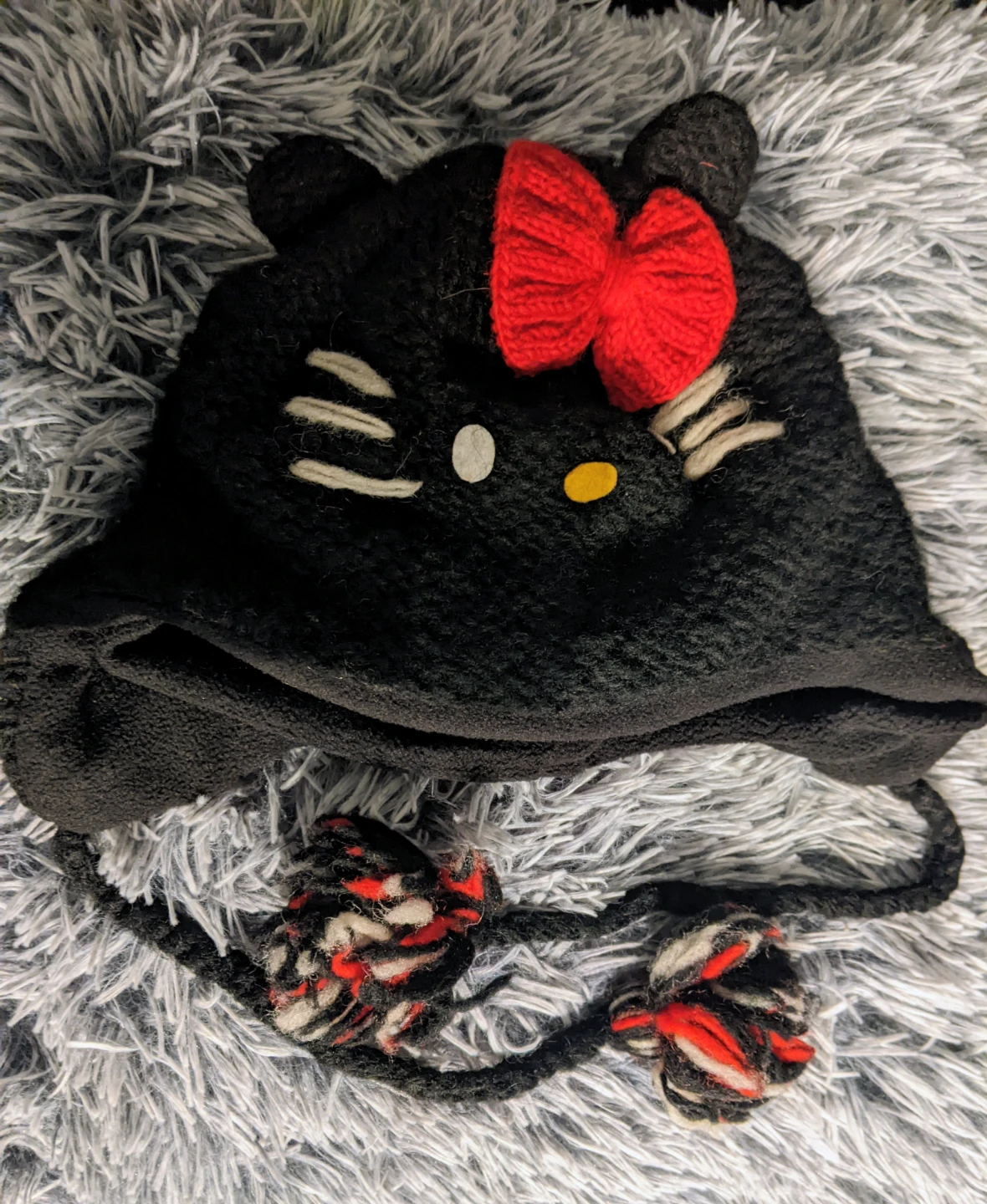 Hello Kitty Hand-Made Beanie with Pompoms