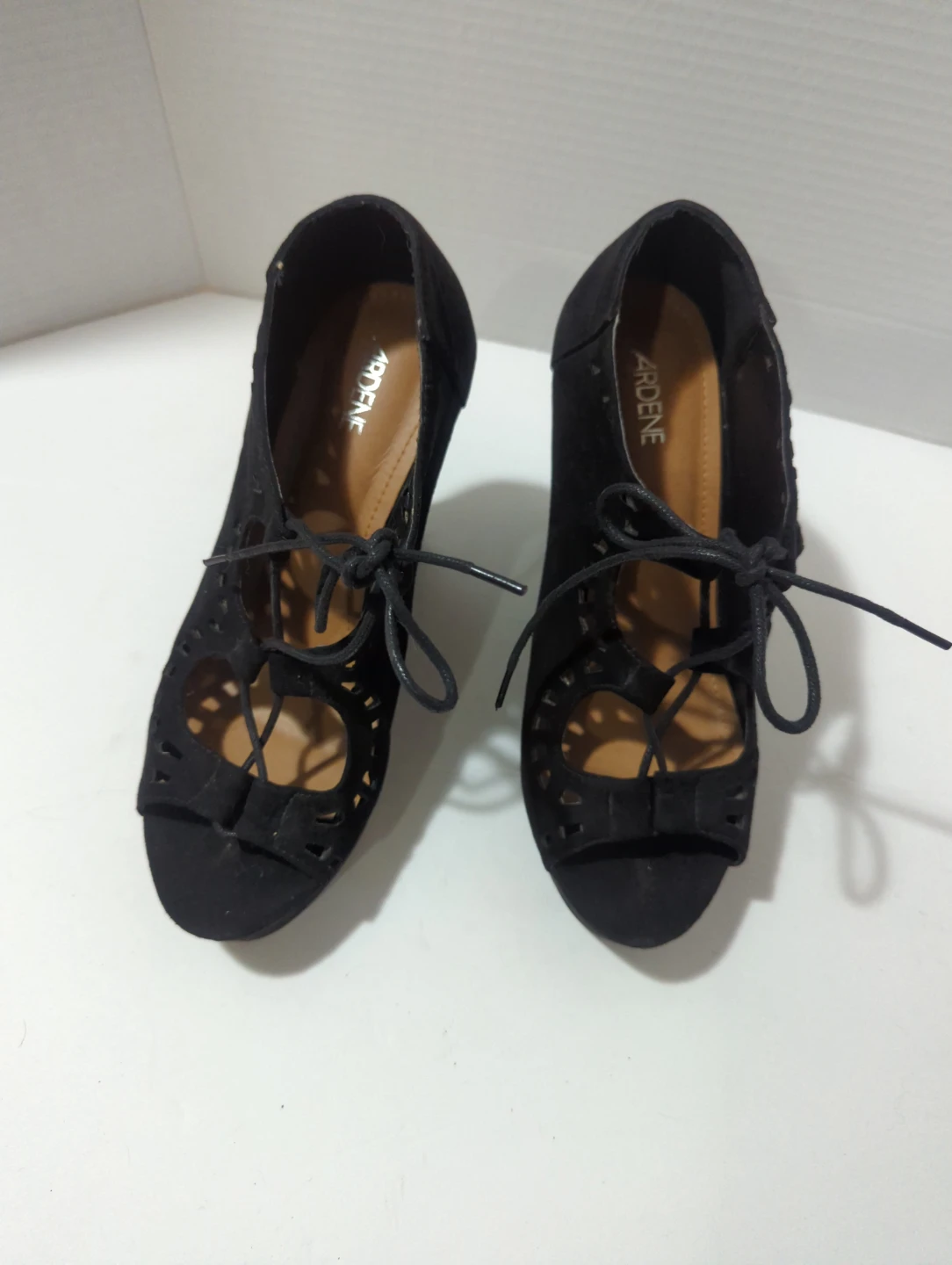 Suede Wedge Heels with Cutout Detail - photo 2