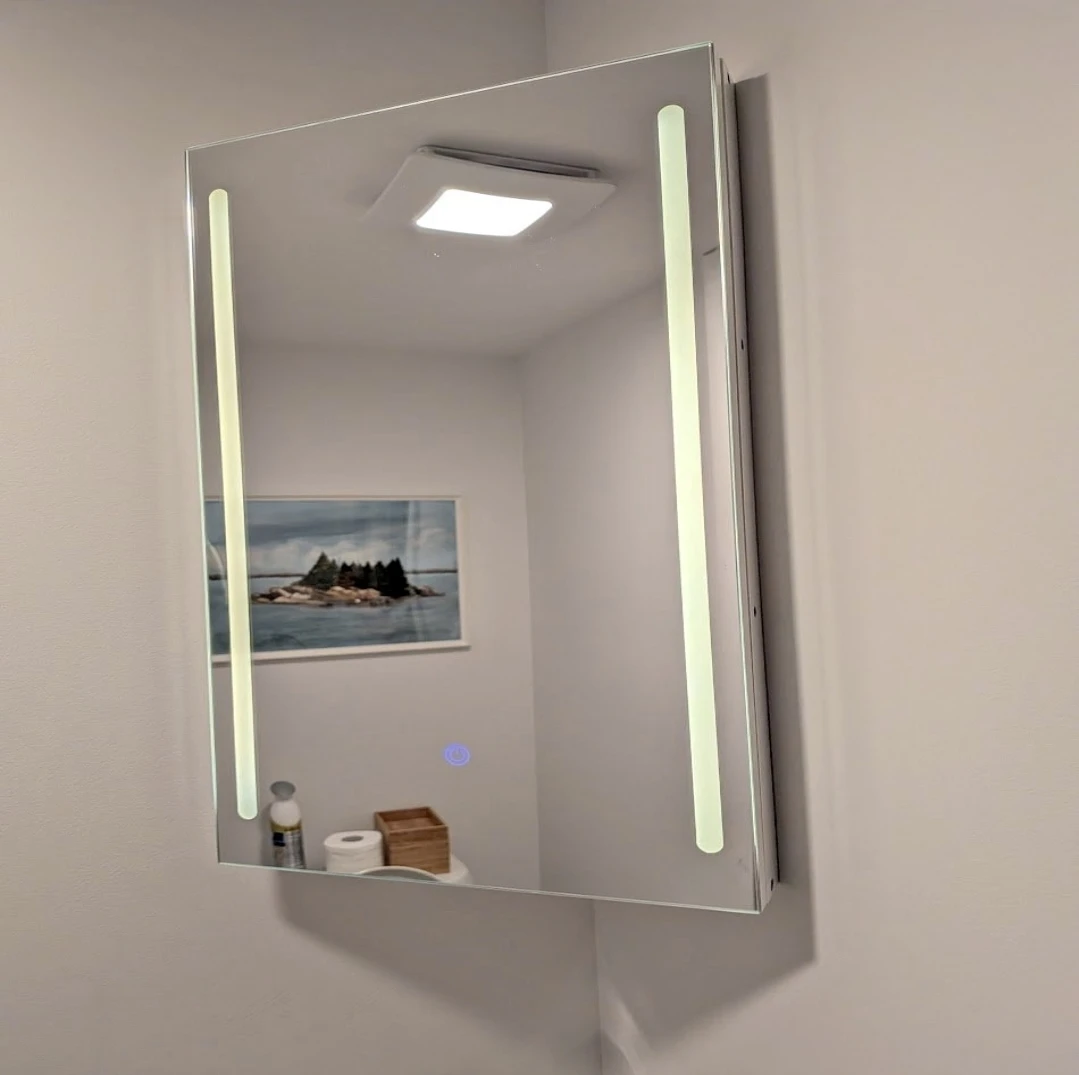 Corner Medicine Cabinet with LED Lighting