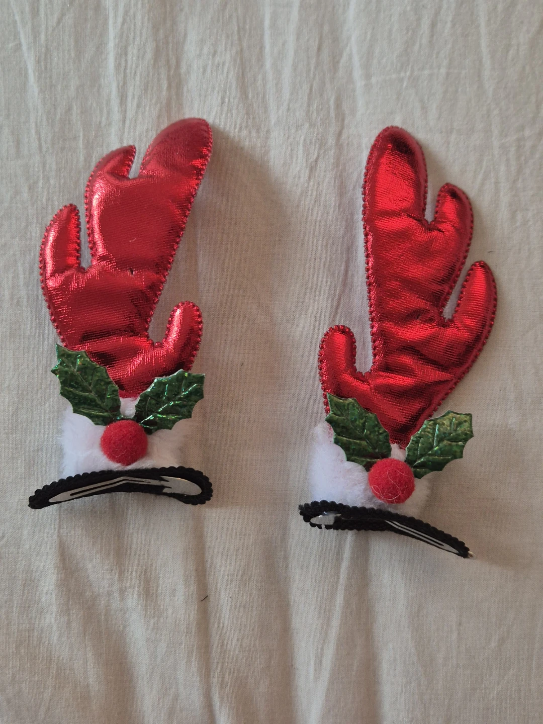 Red Reindeer Antler Hair Clips (Set of 2)